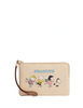 Coach X Peanuts Corner Zip Wristlet With Snoopy And Friends Motif