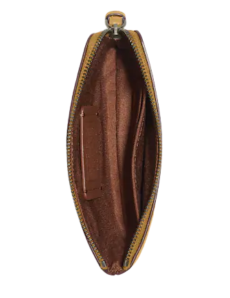 Coach X Peanuts Corner Zip Wristlet With Snoopy Present Motif