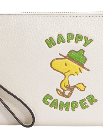 Coach X Peanuts Large Corner Zip Wristlet With Woodstock