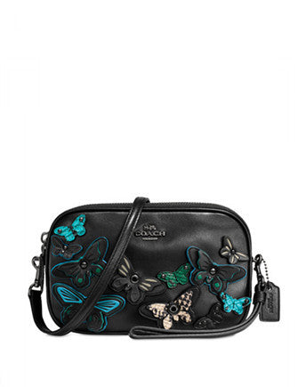 Coach Butterfly Applique Crossbody Clutch in Pebble Leather