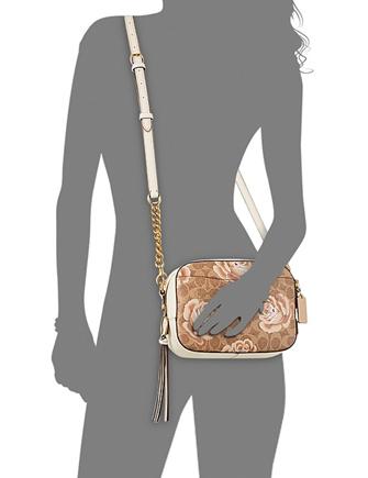 Coach signature rose deals print camera bag