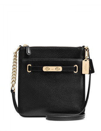 Coach Polished Pebble Leather C Phone Crossbody, Black: Handbags