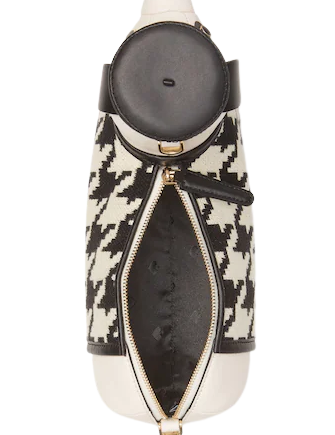 KATE SPADE CLAUDE DACHSHUND HOUNDSTOOTH CROSSBODY (WHITE/Black): Handbags