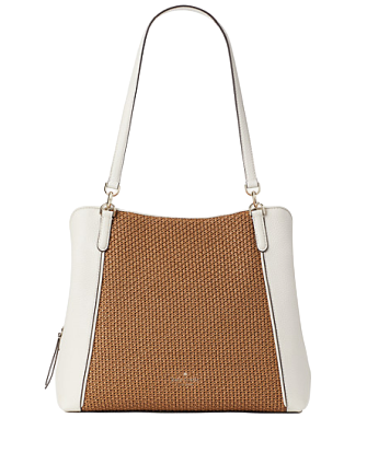 Kate Spade Bags Kate Spade Jackson Straw Medium Triple Compartment Shoulder Bag Warm Gingerbread Color Brown White Size Os Curltalk s Closet