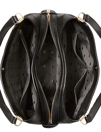 Kate Spade Leila Medium Triple Compartment Satchel Black Pebbled Leather