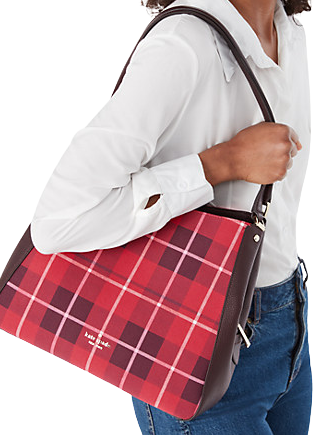 Kate Spade New York Leila Plaid Medium Triple Compartment Shoulder Bag