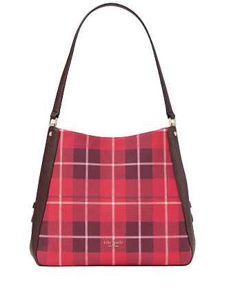 Kate Spade New York Leila Plaid Medium Triple Compartment Shoulder Bag