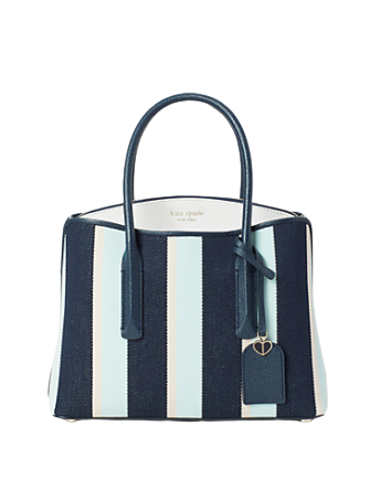 Kate Spade New York Medium Margaux Stripe Canvas Satchel Blue