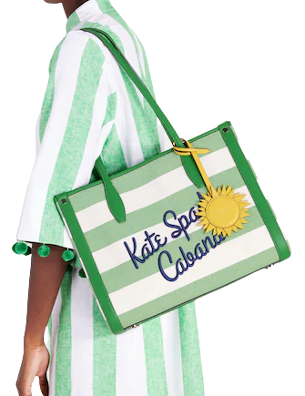 Kate Spade New York Market Cabana Canvas Medium Tote Green Multi