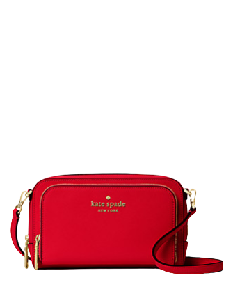 Kate Spade Staci Dual Zip Around Leather Crossbody Candied Cherry WLR00410  New