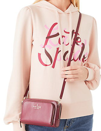 Kate Spade New York Staci Dual Zip Around Saffiano Leather Crossbody Bag  Purse Handbag (Light Rosebud), Chalk Pink: Handbags