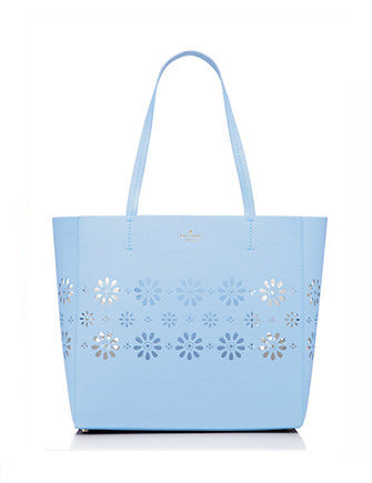 Kate Spade Vinyl Tote Shoulder Bag Tiffany Blue Purse with Heart pattern
