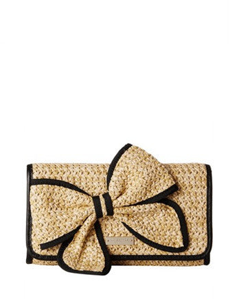 Kate Spade New York Belle Place Woven Straw Bow Viv Clutch