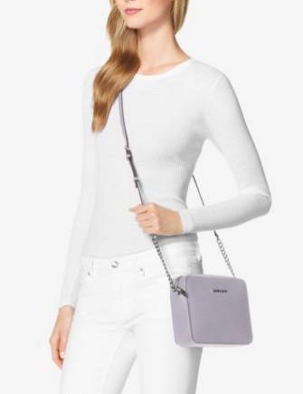 jet set saffiano travel tote bag pearl gray Michael Michael Kors Large Jet Set Saffiano Crossbody