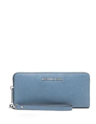 Michael Kors Jet Set Travel Zip Around Continental Purse Blue