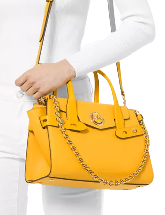 Carmen small flap belted leather 2025 satchel