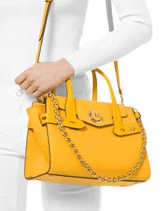 Shop Michael Kors CARMEN Extra-Small Logo + Leather Belted Satchel