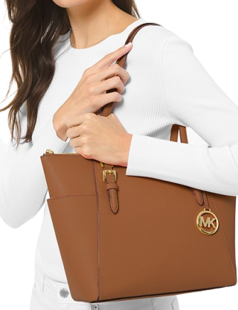 leather top zip tote