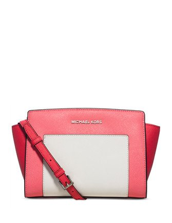 Michael Michael Kors Selma Colorblock Mini Messenger Black White