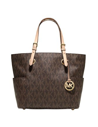 Michael Kors Jet Set Signature Logo Tote Handbag - Brown