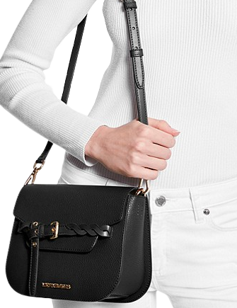Michael Kors Emilia Small Satchel Crossbody Bag Black Pebbled