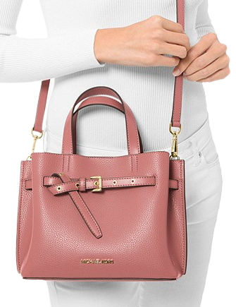 Emilia small pebbled leather satchel rose Clearance