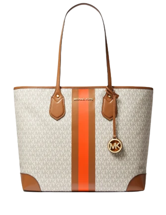 MICHAEL Michael Kors Eva Large Signature Logo Stripe Tote Bag