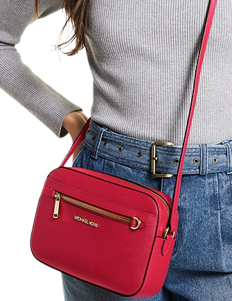 Michael Kors Women's Jet Set Large Saffiano Leather Crossbody Bag - Red - Shoulder Bags