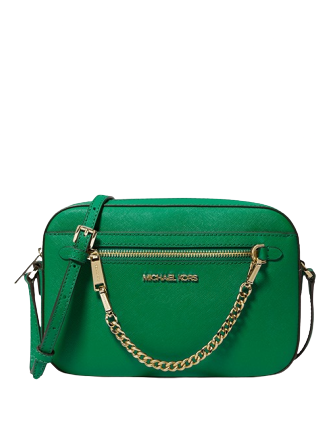 jet set large saffiano leather crossbody bag green