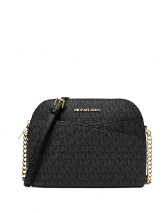 Michael Kors Jet Set Travel Medium Dome Crossbody Bag Black Saffiano  Leather 194900656600