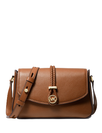 Michael  Kors  Medium Leather Flap Messenger Bag - Luggage