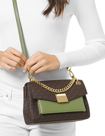 Gorgeous MICHAEL KORS Lita Medium Two-Tone Logo Crossbody Bag in