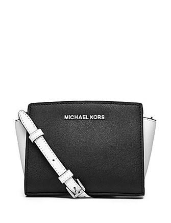 Michael Michael Kors Selma Colorblock Mini Messenger Black White