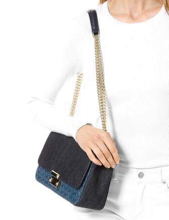 Michael Michael Kors Sloan Signature Denim Chain Shoulder Bag