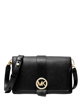 Michael Kors Mk Charm Medium Triple Gusset Crossbody Bag - Black