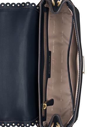 Ava medium scalloped leather satchel top