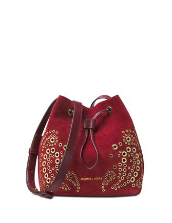Michael kors cary small grommeted shop suede bucket bag