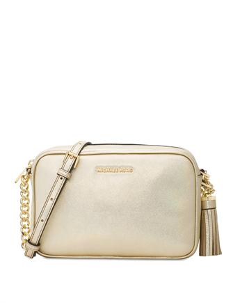 Michael Kors Metallic Gold Leather Medium Ginny Crossbody Bag Michael Kors