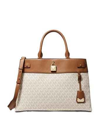 Mk gramercy large logo satchel deals