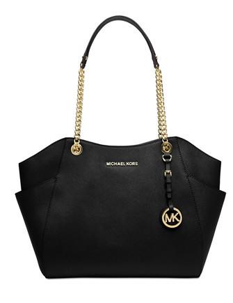 Michael Kors Jet Set Travel Large Chain Shoulder Tote Black MK