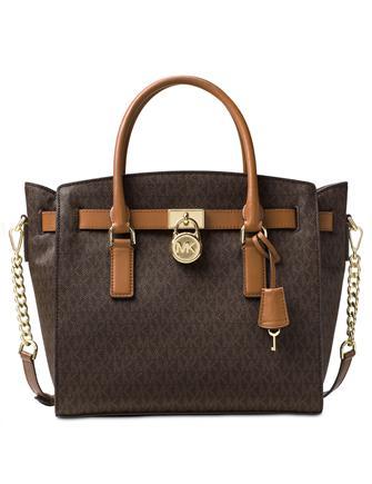 Michael Kors Hamilton Brown Leather Large Satchel Shoulder Bag W/ Lock and  Key