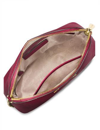 Michael Kors Cindy Large Plum Saffiano Leather Dome Cross-Body Bag
