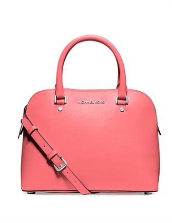 MICHAEL Michael Kors Pink Leather Cindy Dome Satchel Michael Kors