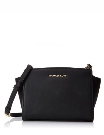 MICHAEL Michael Kors Black Leather Medium Selma Crossbody Bag
