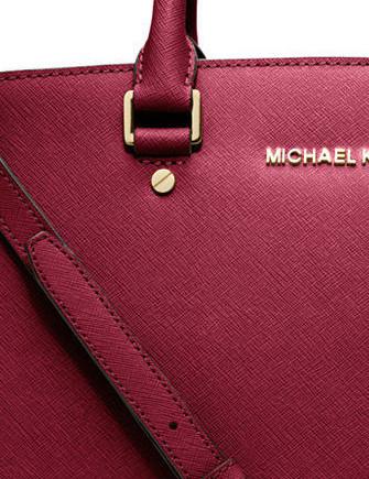 Selma saffiano leather medium satchel maroon store