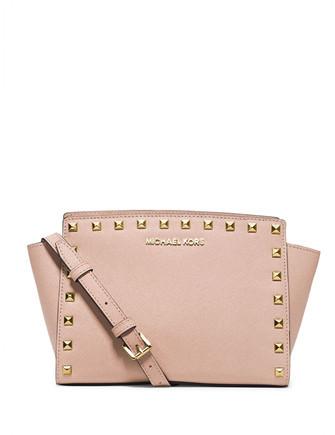 Michael Michael Kors Selma Medium Studded Saffiano Messenger