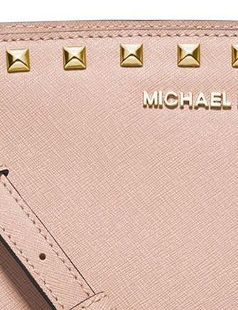 Michael Kors Selma Studded Saffiano Leather Medium Messenger Bag –