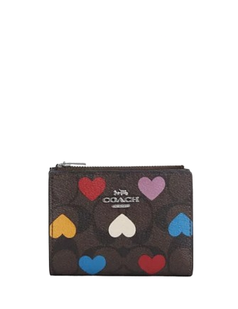 Coach Bifold Wallet In Signature Canvas With Heart Print