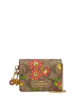 Coach Boxed Mini Wallet On A Chain In Signature Canvas With