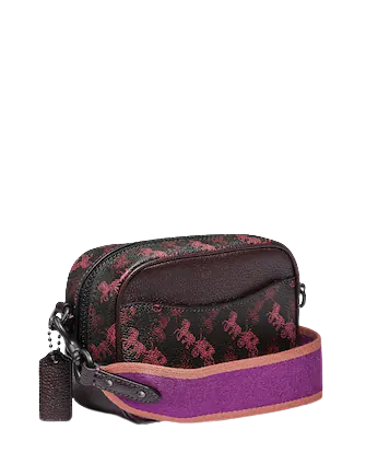 Coach Camera Bag 16 With Horse And Carriage Print And Varsity Stripe